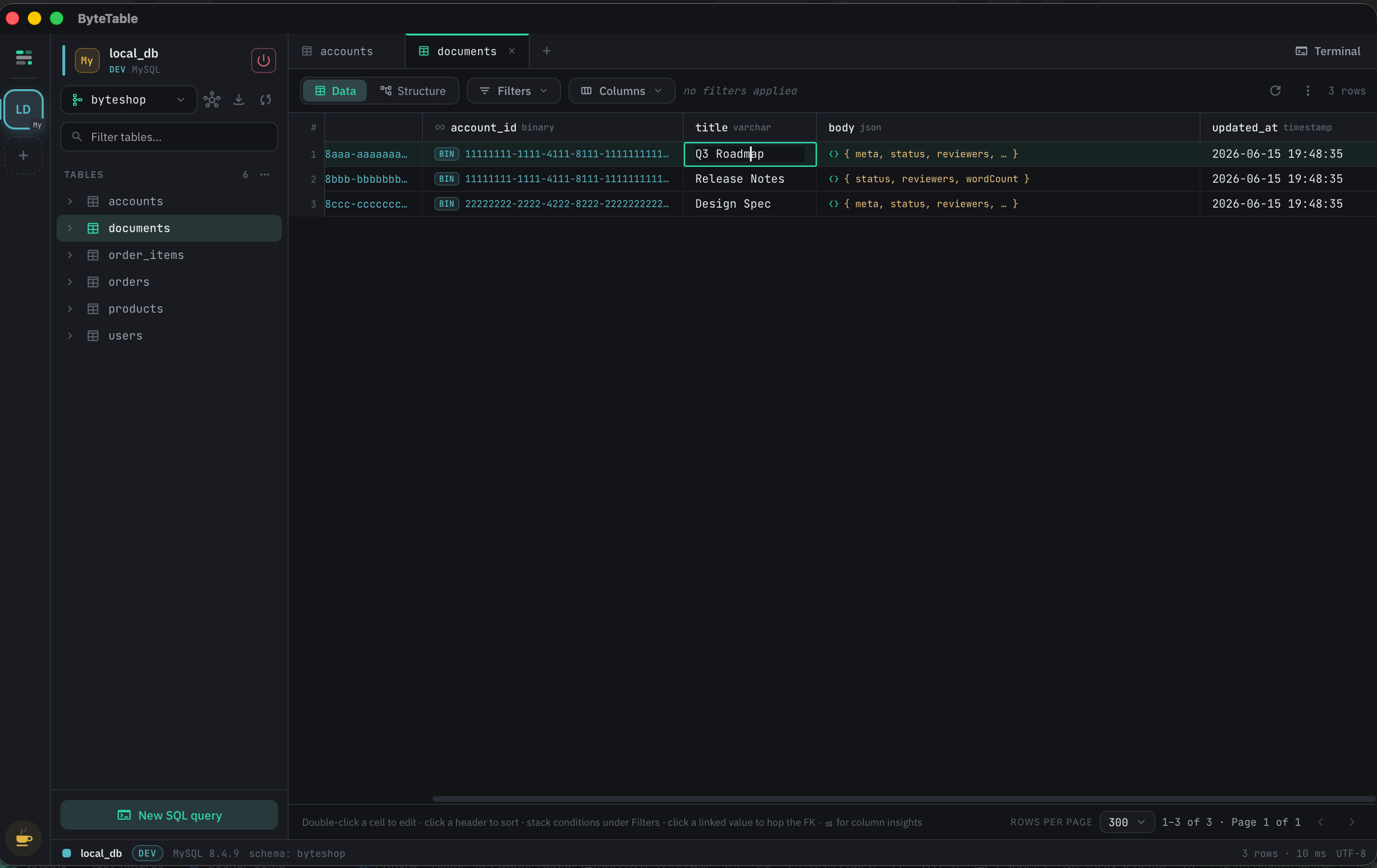 Data grid & inline editing