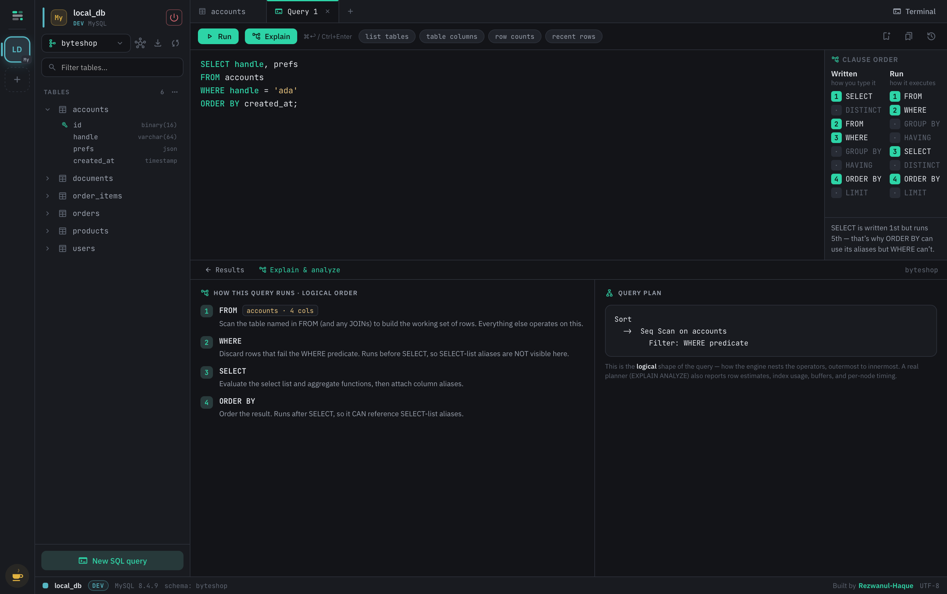 Query explain & analyze